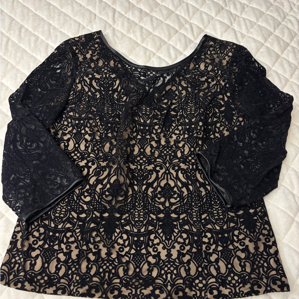 Alex Evenings Black Lace Blouse